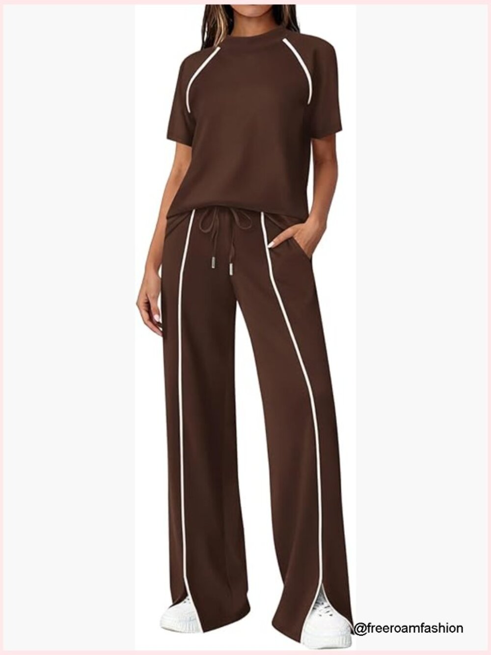 Casual Two Piece Lounge Set Wide Leg Pants Workout Outfits Summer